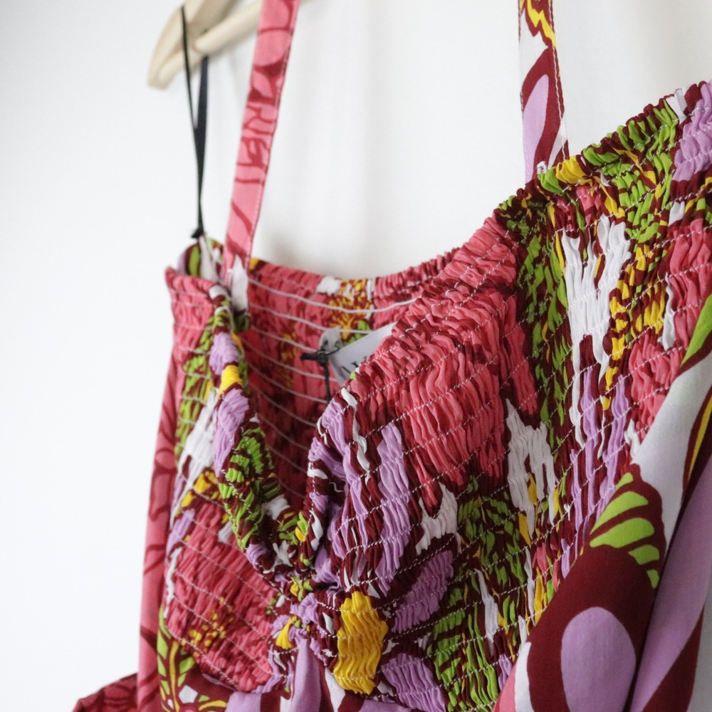 NWT S/W/F x REVOLVE Halter Dress Frida Floral Maxi Pink Purple Smocked Small - Picture 5 of 12